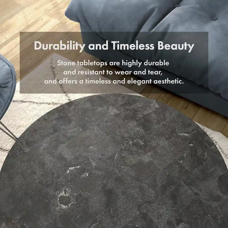 Lars Modern Round Coffee Table with Marble Top, Metal Legs, Sturdy Decorative Metal Base by Furniture of America