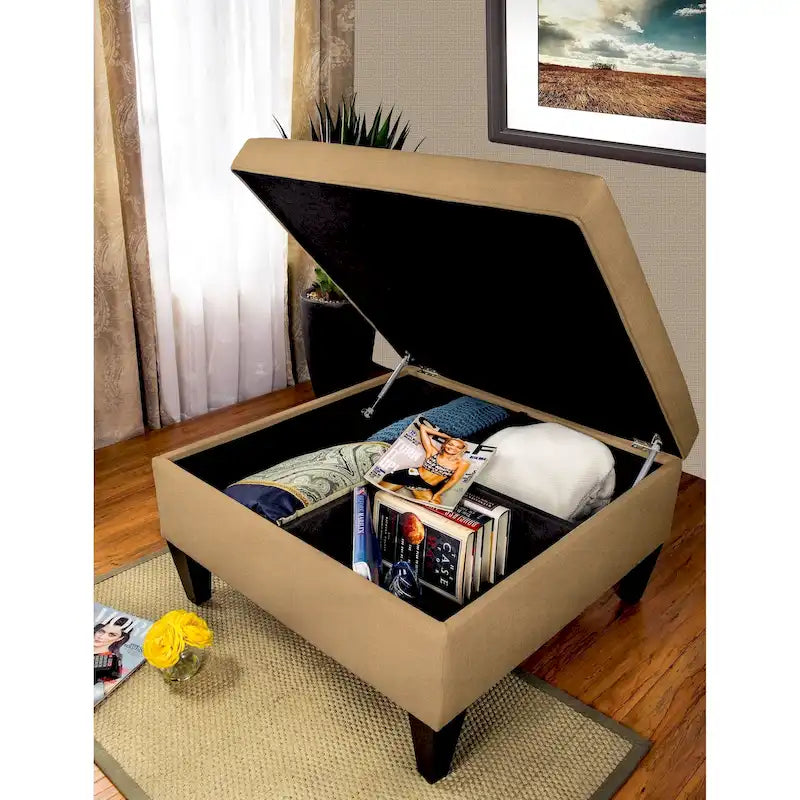 MJL Furniture Manhattan Allure Upholstered Organizational Cocktail Ottoman Table