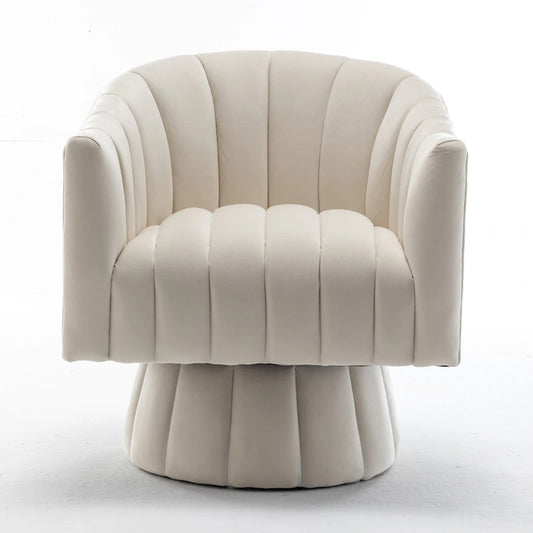 SEYNAR Modern Glam Velvet Upholstered Round Swivel Accent Arm Barrel Chair for Living Room