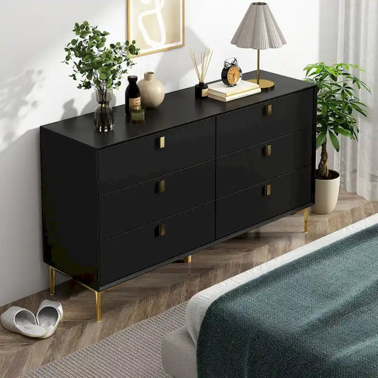 6 Drawers Storage Dresser Mid Century Chest of Drawer Sideboard