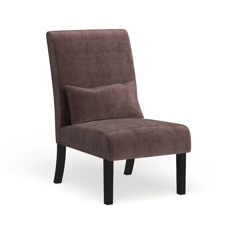 Porch & Den Vista Armless Chenille Accent Chair w/ Kidney Pillow