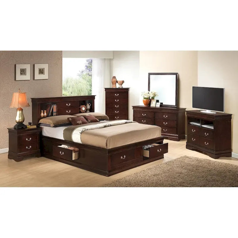Louis Philippe Queen Storage Platform Bed