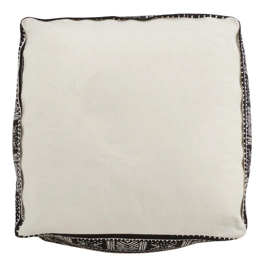 Floor Pouf With Dark Mudcloth Design