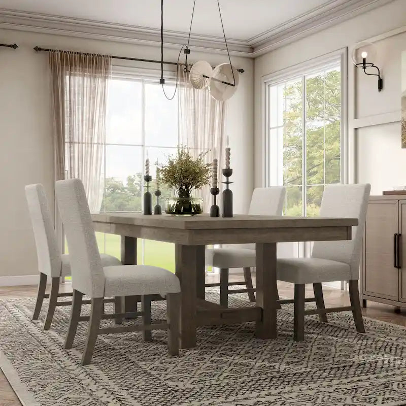 Jusk Rustic Grey Wood 5-Piece Dining Table Set by Furniture of America