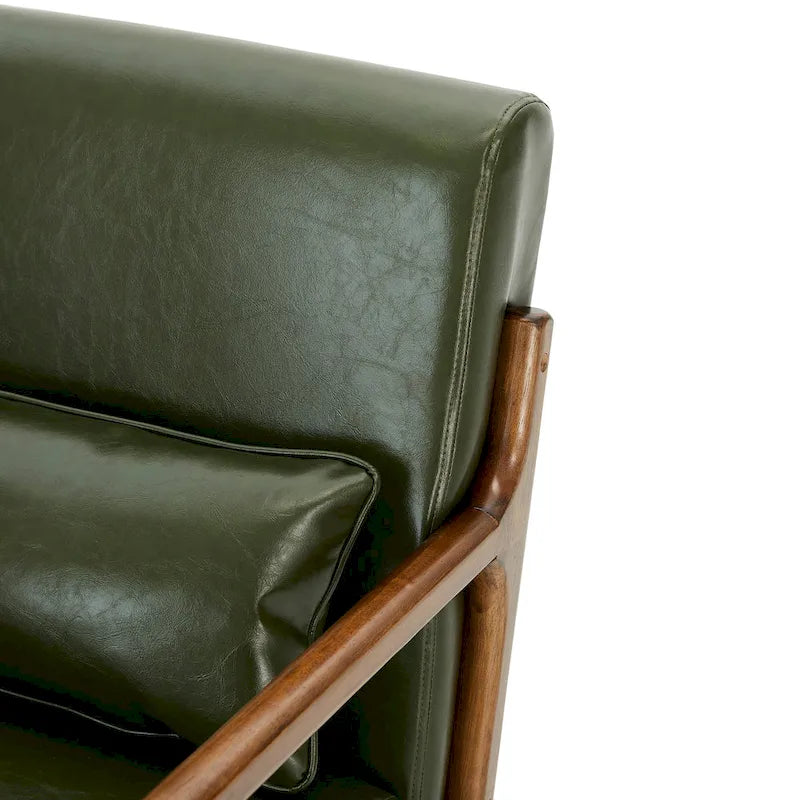 Glitzhome Set of 2 30.75H Mid-Century Modern PU Leather Accent Chairs with Cushion - 25.75W x 33.75D x 30.75H