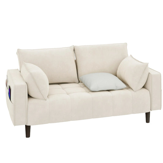 Moasis 56 Velvet Tufted Loveseat Sofa with Button Tufted Seat and Side Storage Pocket