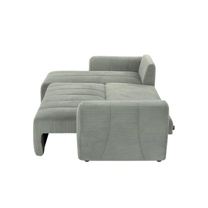 Grey 105.2 Corduroy L-Shaped Convertible Sleeper Sectional with Storage