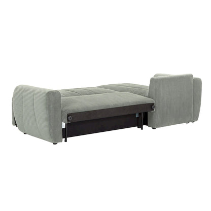 Grey 105.2 Corduroy L-Shaped Convertible Sleeper Sectional with Storage