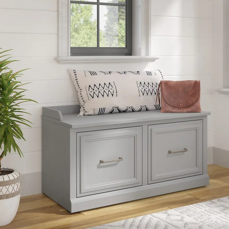 Woodland 40W Shoe Storage Bench with Doors by Bush Furniture