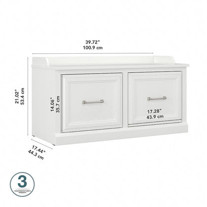 Woodland 40W Shoe Storage Bench with Doors by Bush Furniture