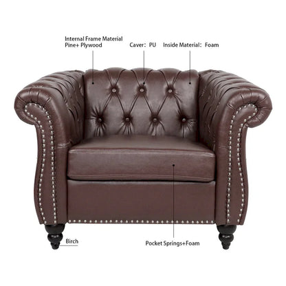 Christopher Knight Home- Winston PU Leather Chesterfield Club Chair
