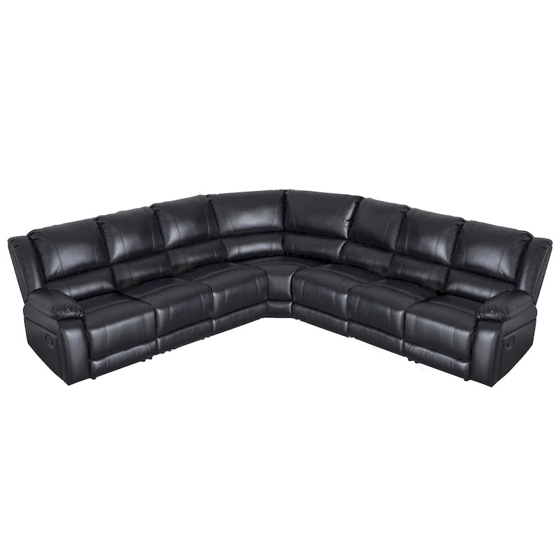 129W 7-Seat Faux Leather Manual Recliner Large Sectional Reclining Sofa