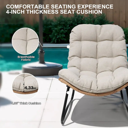 3-Piece Set Outdoor Cushioned Papasan Chairs Set Double Papasan Chair Loveseat with Single Chairs - see picture