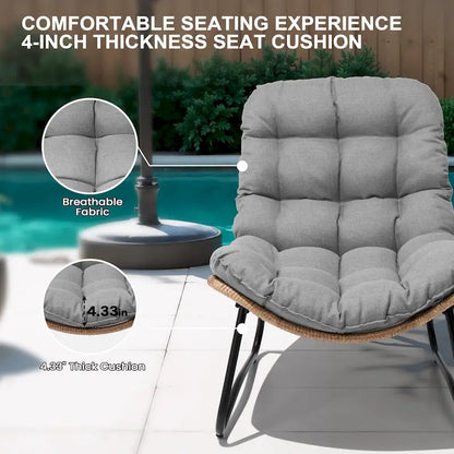 3-Piece Set Outdoor Cushioned Papasan Chairs Set Double Papasan Chair Loveseat with Single Chairs - see picture