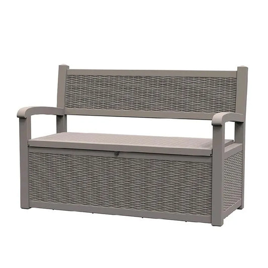 All-Weather Resin Storage Bench with Lockable Hidden Compartment - Rattan-Look Design, 500 lbs Capacity, 70-Gallon Storage