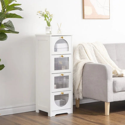 Bathroom Floor Cabinet with 4 Drawers, Small Wooden Storage Cabinet