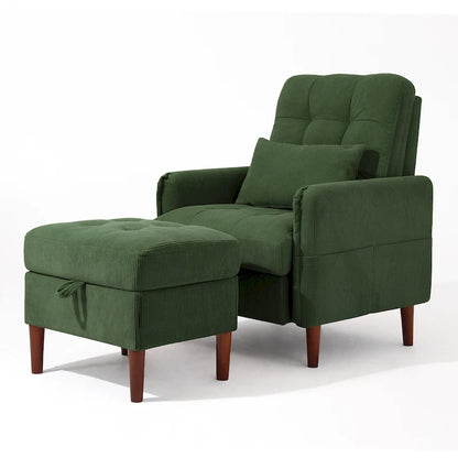 UIXE Modern Lounge Chair Accent Chair and Stroage Ottoman With Adjustable Backrest