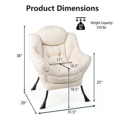 Gymax Lazy Sofa Chair Accent Leisure Armchair with Folding Footrest &