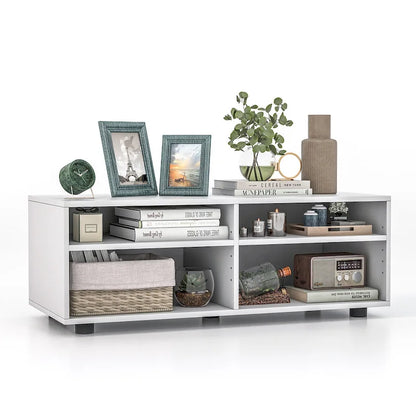 Gymax Media Console Entertainment Center 4-Cubby TV Stand Cabinet w/