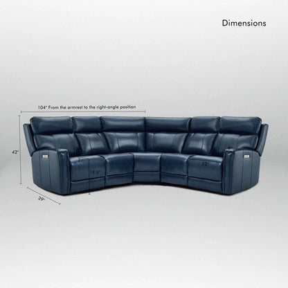 104 W 3-Color Genuine Leather Power Reclining sectional sofa With Zero Gravity, USB&USB-C Ports, 2StationaryArmlesschairs