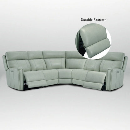 104 W 3-Color Genuine Leather Power Reclining sectional sofa With Zero Gravity, USB&USB-C Ports, 2StationaryArmlesschairs