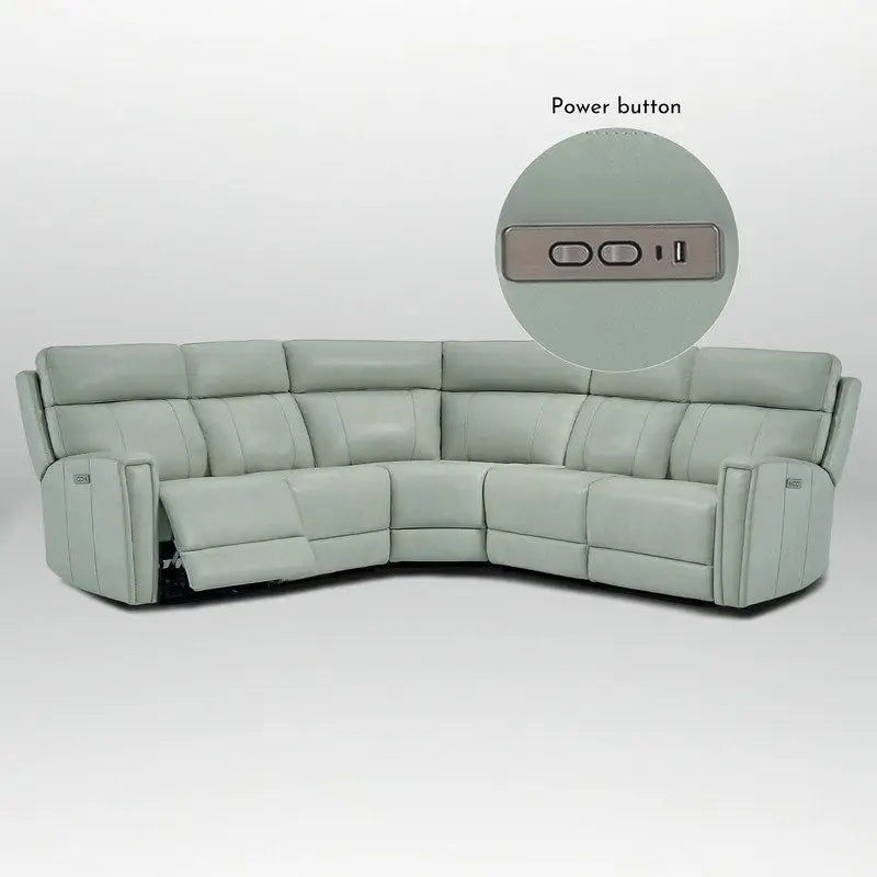 104 W 3-Color Genuine Leather Power Reclining sectional sofa With Zero Gravity, USB&USB-C Ports, 2StationaryArmlesschairs