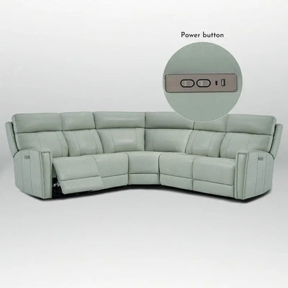 104 W 3-Color Genuine Leather Power Reclining sectional sofa With Zero Gravity, USB&USB-C Ports, 2StationaryArmlesschairs