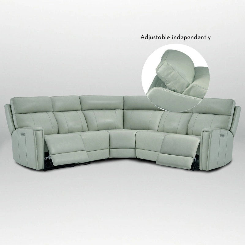 104 W 3-Color Genuine Leather Power Reclining sectional sofa With Zero Gravity, USB&USB-C Ports, 2StationaryArmlesschairs