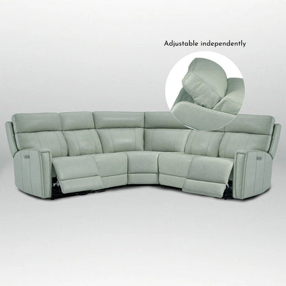 104 W 3-Color Genuine Leather Power Reclining sectional sofa With Zero Gravity, USB&USB-C Ports, 2StationaryArmlesschairs