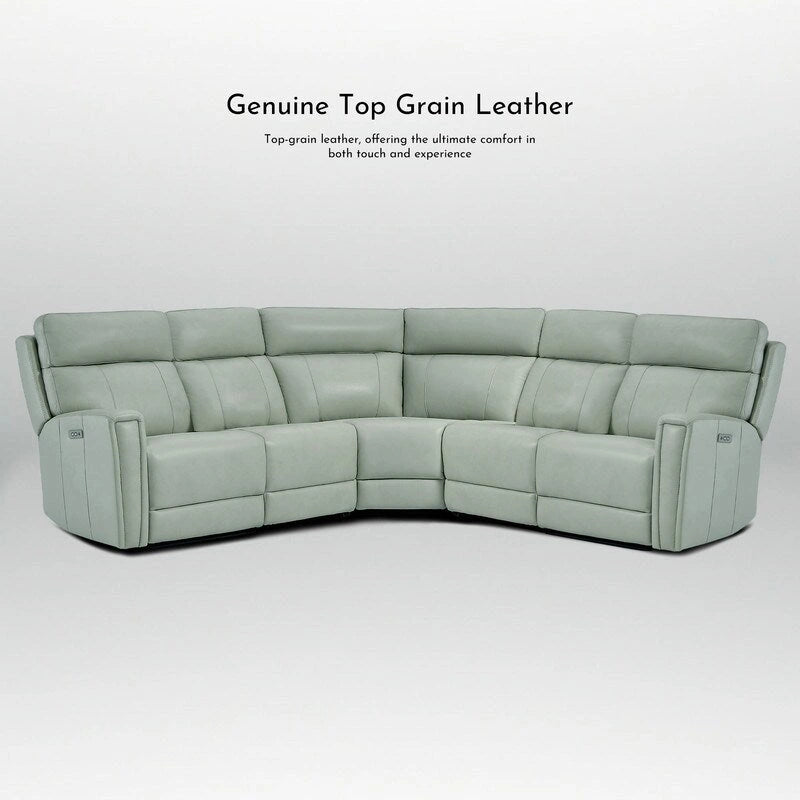104 W 3-Color Genuine Leather Power Reclining sectional sofa With Zero Gravity, USB&USB-C Ports, 2StationaryArmlesschairs