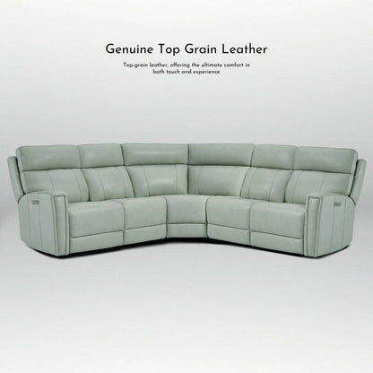 104 W 3-Color Genuine Leather Power Reclining sectional sofa With Zero Gravity, USB&USB-C Ports, 2StationaryArmlesschairs
