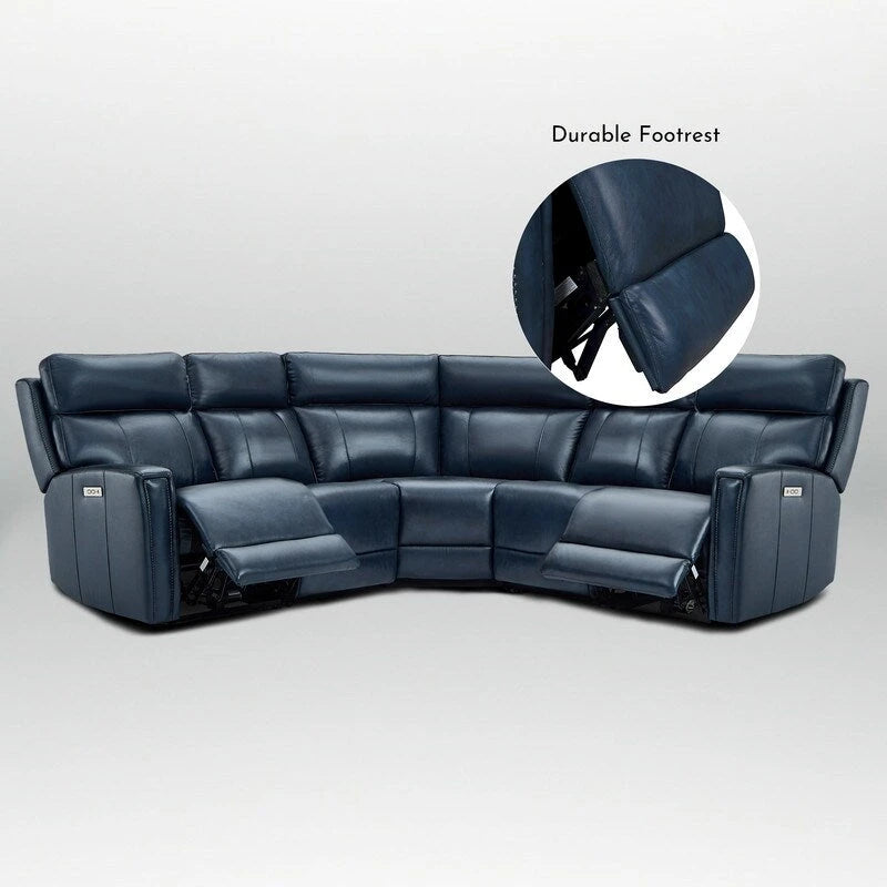 104 W 3-Color Genuine Leather Power Reclining sectional sofa With Zero Gravity, USB&USB-C Ports, 2StationaryArmlesschairs