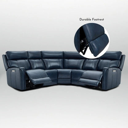 104 W 3-Color Genuine Leather Power Reclining sectional sofa With Zero Gravity, USB&USB-C Ports, 2StationaryArmlesschairs