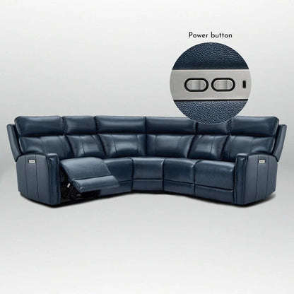 104 W 3-Color Genuine Leather Power Reclining sectional sofa With Zero Gravity, USB&USB-C Ports, 2StationaryArmlesschairs