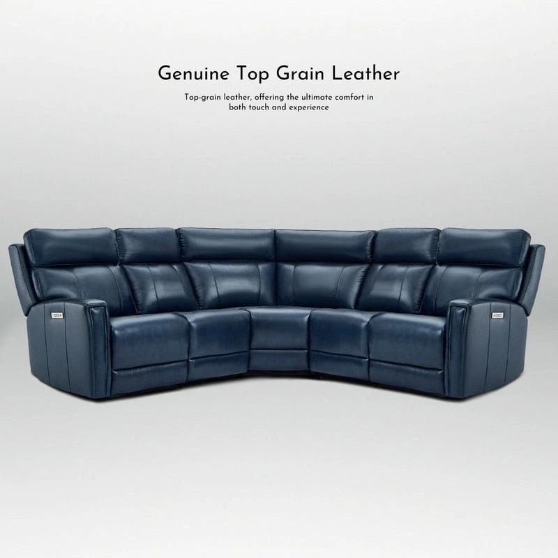 104 W 3-Color Genuine Leather Power Reclining sectional sofa With Zero Gravity, USB&USB-C Ports, 2StationaryArmlesschairs