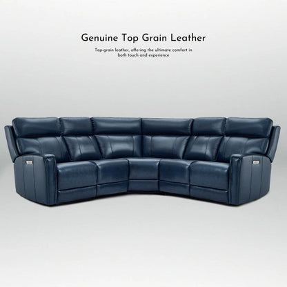 104 W 3-Color Genuine Leather Power Reclining sectional sofa With Zero Gravity, USB&USB-C Ports, 2StationaryArmlesschairs