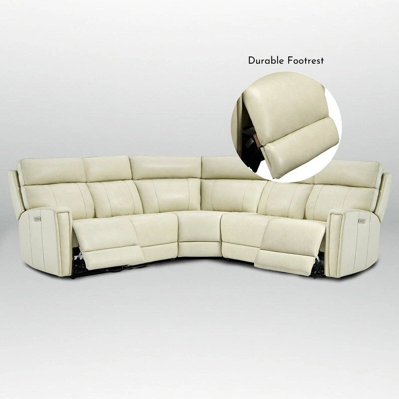 104 W 3-Color Genuine Leather Power Reclining sectional sofa With Zero Gravity, USB&USB-C Ports, 2StationaryArmlesschairs