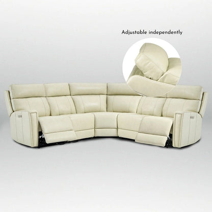 104 W 3-Color Genuine Leather Power Reclining sectional sofa With Zero Gravity, USB&USB-C Ports, 2StationaryArmlesschairs