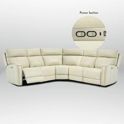 104 W 3-Color Genuine Leather Power Reclining sectional sofa With Zero Gravity, USB&USB-C Ports, 2StationaryArmlesschairs
