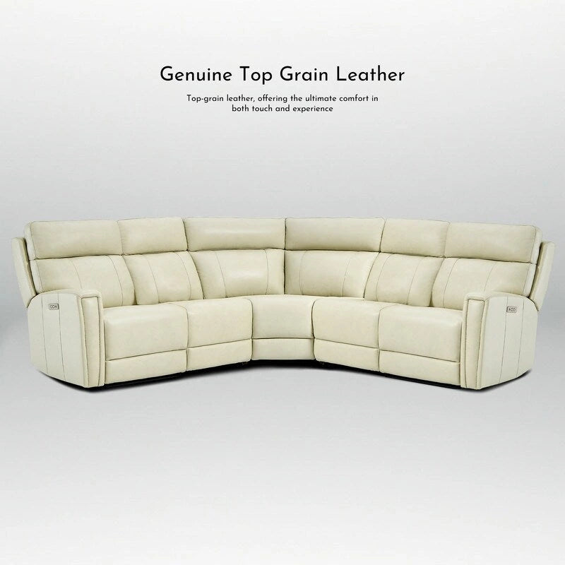 104 W 3-Color Genuine Leather Power Reclining sectional sofa With Zero Gravity, USB&USB-C Ports, 2StationaryArmlesschairs