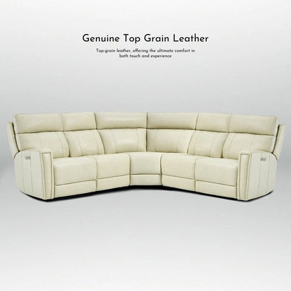 104 W 3-Color Genuine Leather Power Reclining sectional sofa With Zero Gravity, USB&USB-C Ports, 2StationaryArmlesschairs