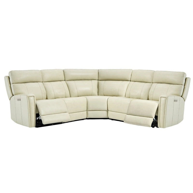 104 W 3-Color Genuine Leather Power Reclining sectional sofa With Zero Gravity, USB&USB-C Ports, 2StationaryArmlesschairs
