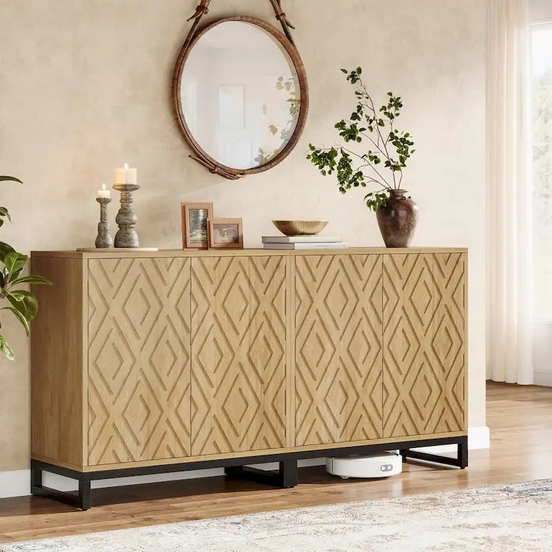 57.5 Inches Farmhouse Sideboard Buffet Cabinet with Doors for Kitchen