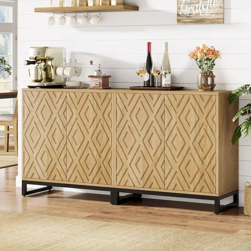 57.5 Inches Farmhouse Sideboard Buffet Cabinet with Doors for Kitchen