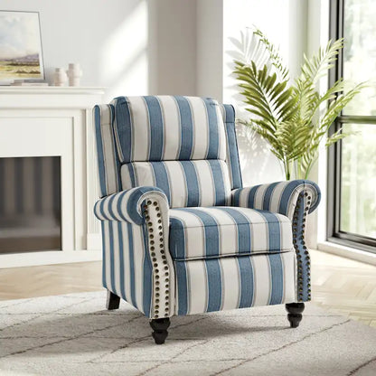 Nail-head Padded Seat Pushback Recliner Chair