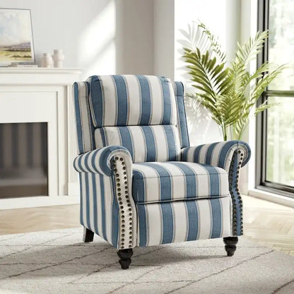 Nail-head Padded Seat Pushback Recliner Chair