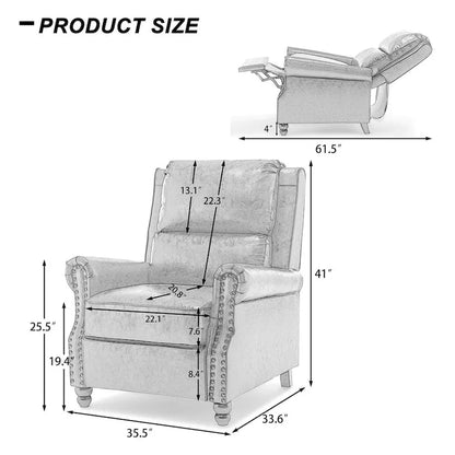 Nail-head Padded Seat Pushback Recliner Chair