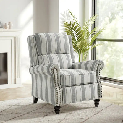 Nail-head Padded Seat Pushback Recliner Chair