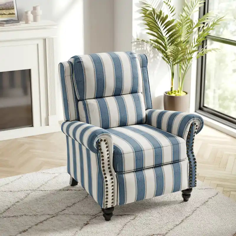 Nail-head Padded Seat Pushback Recliner Chair