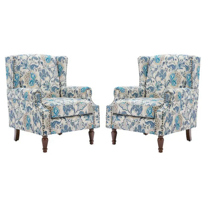 Set of 2 Patterned Upholstered Accent Chair for Living Room